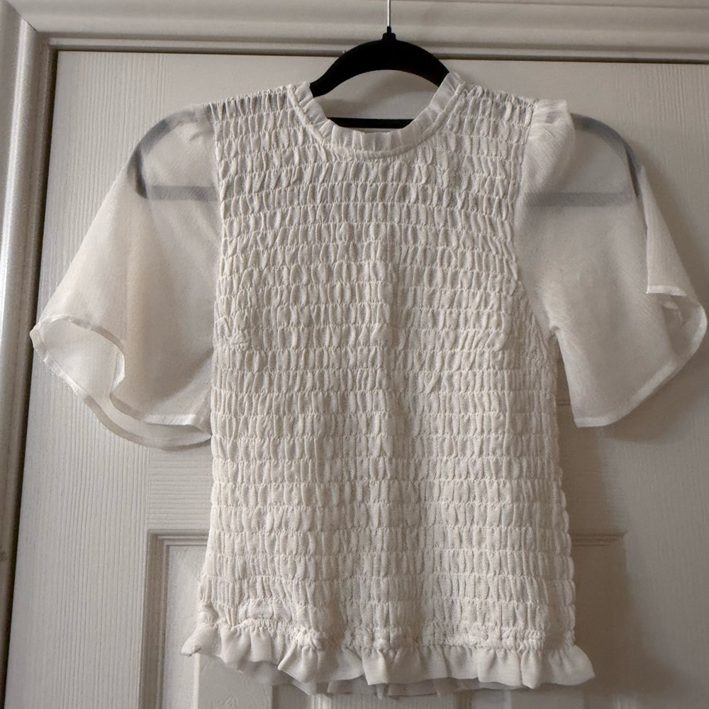 Abercrombie and Fitch Elegant White Smocked Women's Top